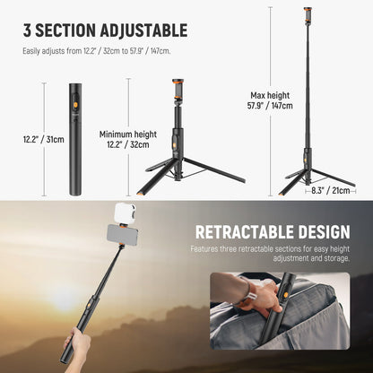 NEEWER BASICS PA992 Quick Release Selfie Stick Tripod For Smartphone