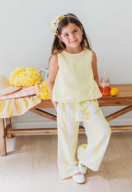 Lemon Stripe Girls' Pant Set