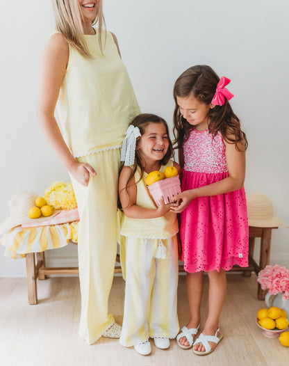Lemon Stripe Girls' Pant Set