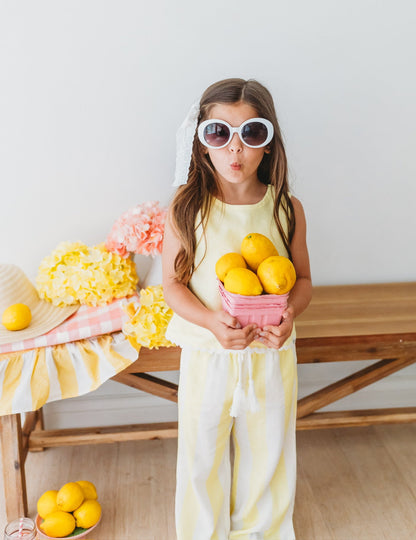 Lemon Stripe Girls' Pant Set