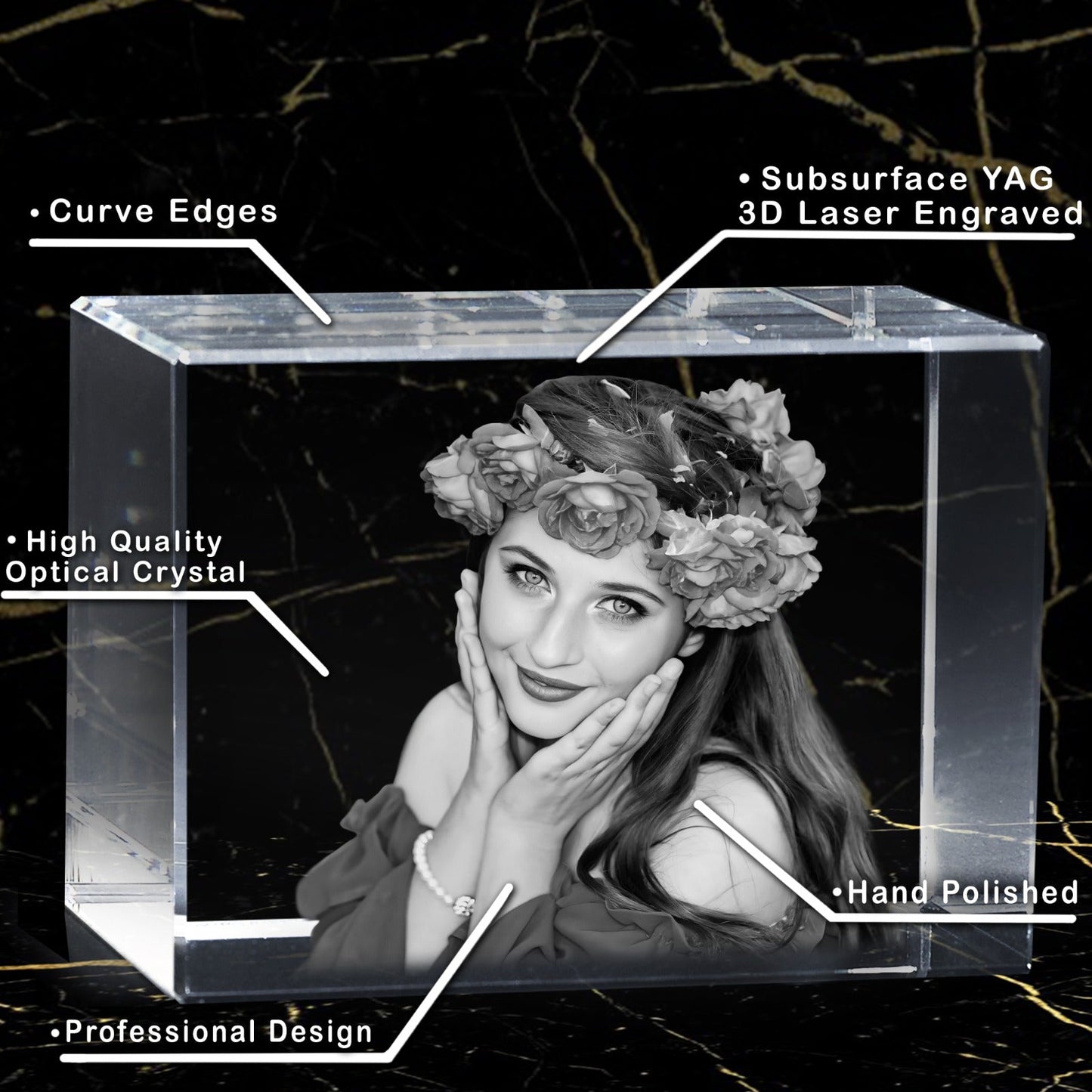 Perfect Pets Lovers Gift | 3D Photo Crystal Brick | Luxury Detail | Personalized Laser Engraving.