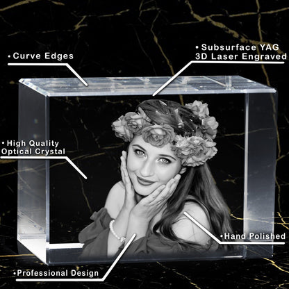 Perfect Pets Lovers Gift | 3D Photo Crystal Brick | Luxury Detail | Personalized Laser Engraving.
