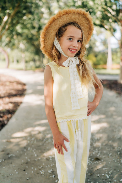 Lemon Stripe Girls' Pant Set