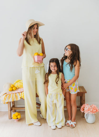 Lemon Stripe Girls' Pant Set
