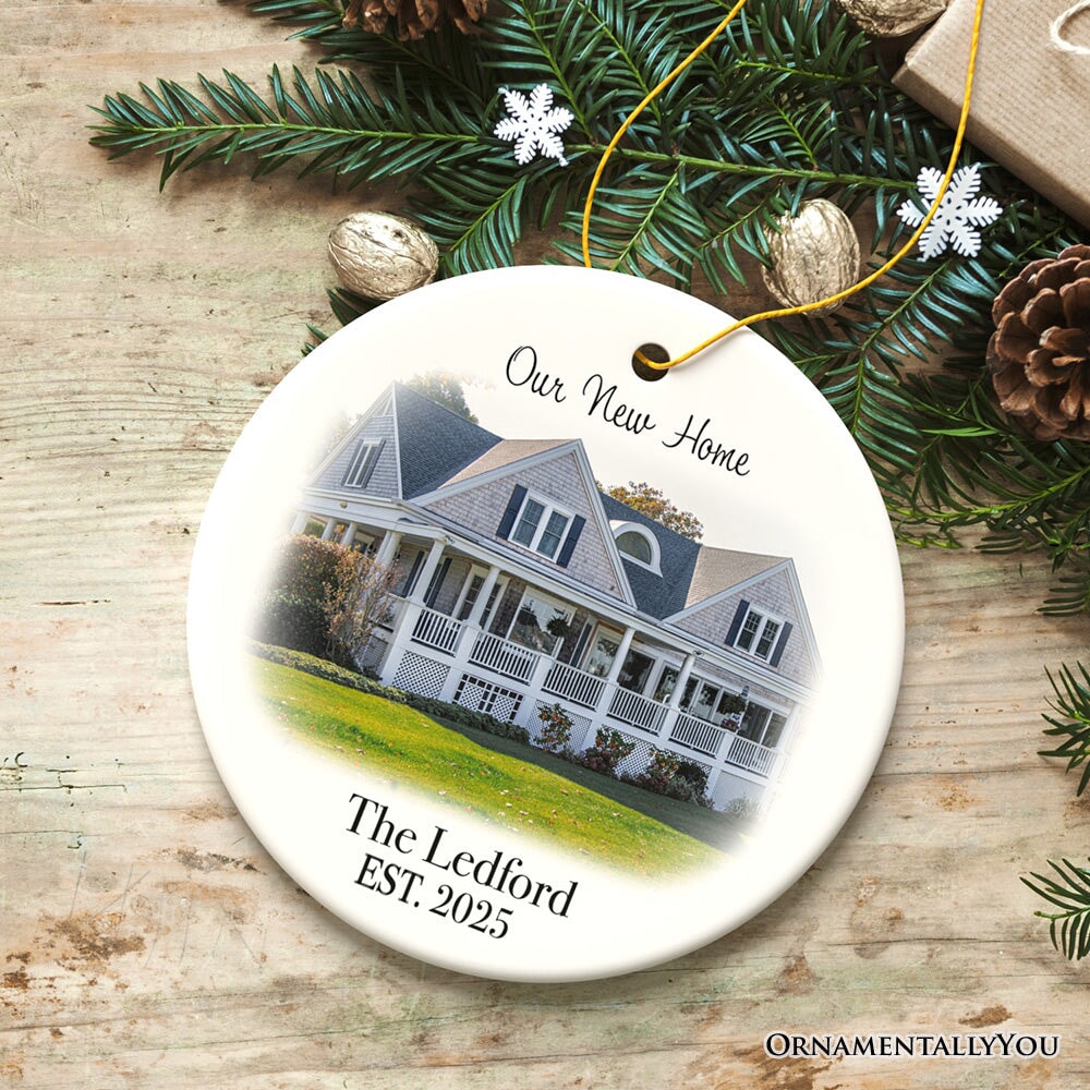 Custom Home Portrait Ornament, Housewarming Gift, New or First Home