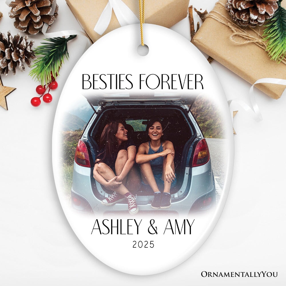 Best Friend and Sister Personalized Keepsake Ornament, A Gift for the Bestie Ceramic Ornament OrnamentallyYou Oval 
