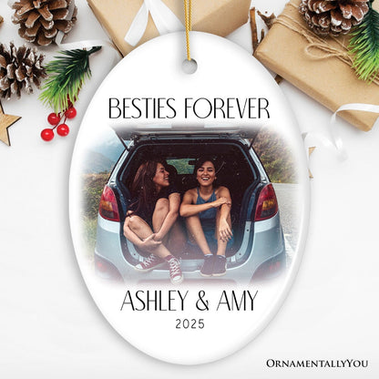 Best Friend and Sister Personalized Keepsake Ornament, A Gift for the Bestie Ceramic Ornament OrnamentallyYou Oval 