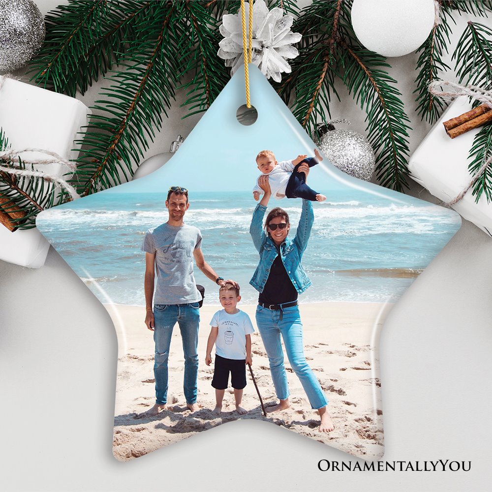 Personalized Custom Photo Ornament, All Shapes Available Ceramic Ornament OrnamentallyYou Star 