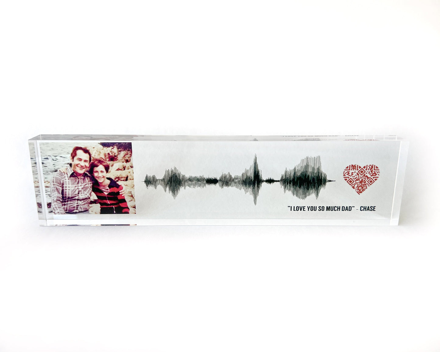 Photo Soundwave Art with QR Code - Acrylic Block