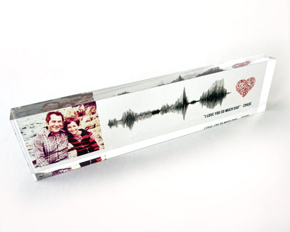Photo Soundwave Art with QR Code - Acrylic Block