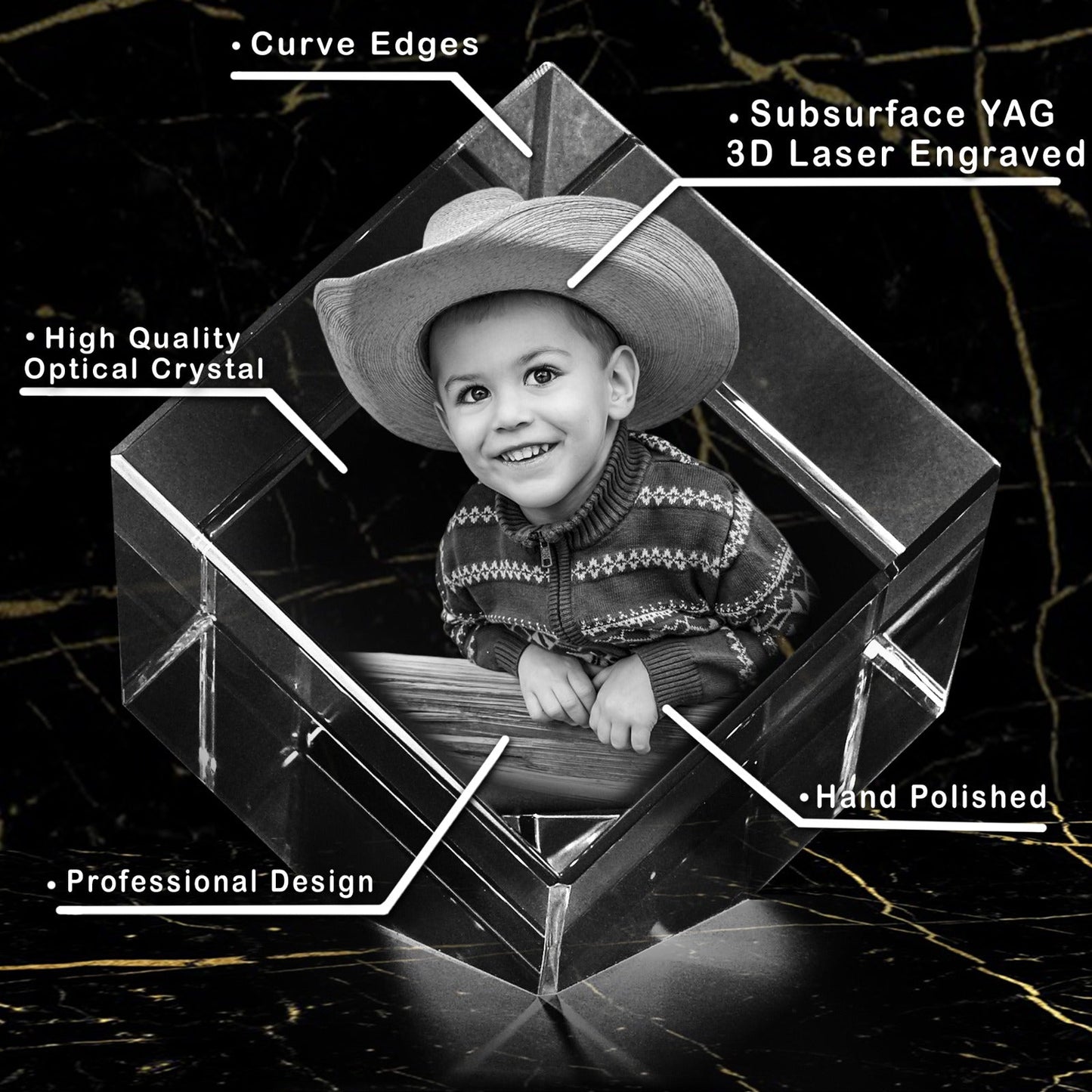The Cuter Newborns Gift | Luxury 9K Crystal | 3D Laser Photo Diamond | Custom Engraving