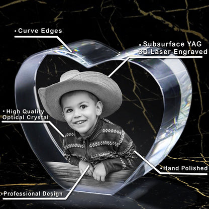 Newborns Gift | Baby Photo | 3D Photo Crystal Heart | Personalized Laser Engraving.