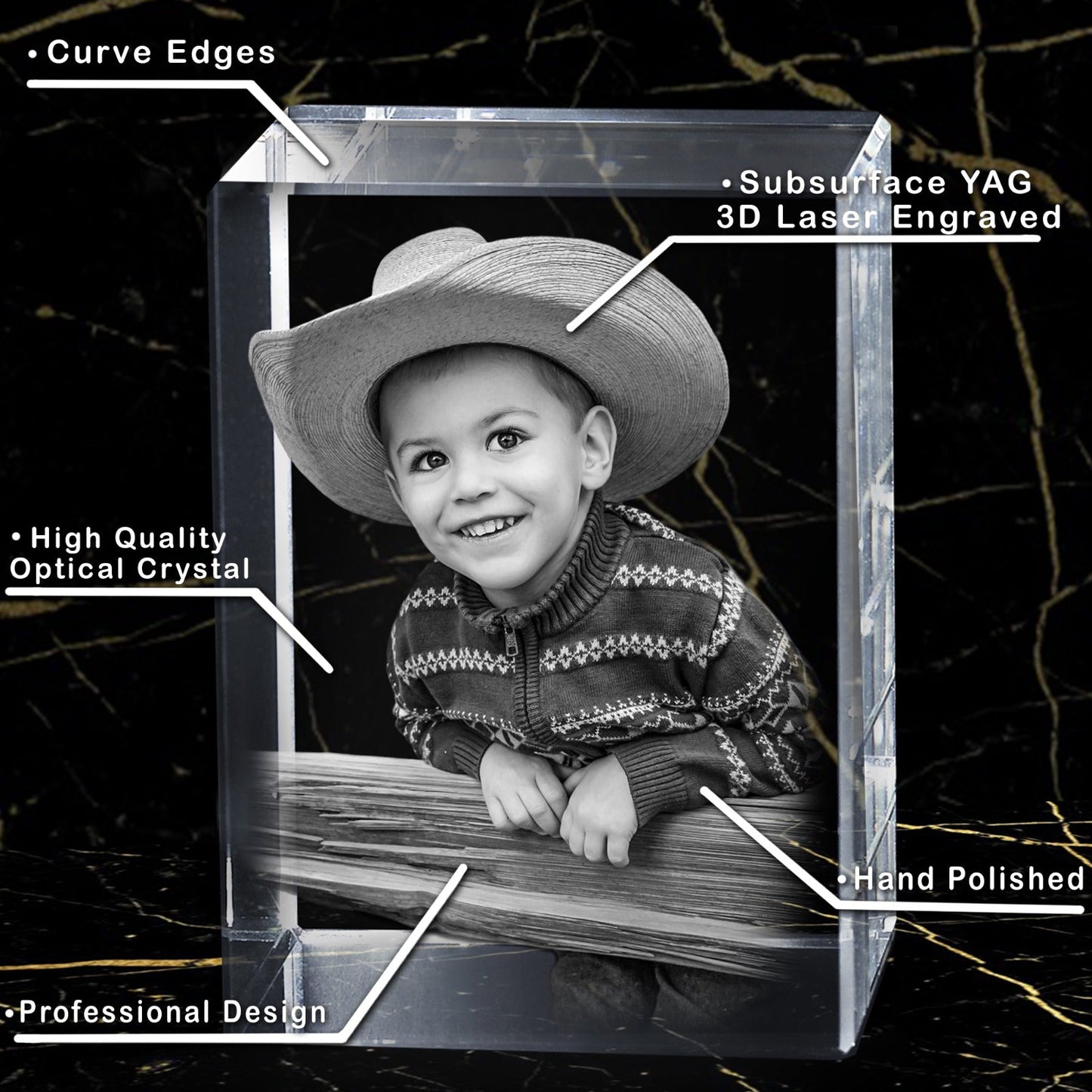 3D Pets Photo Laser-etched 9K Crystal Tower | Personalized Engraving | High Quality