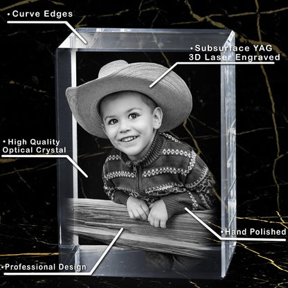 3D Pets Photo Laser-etched 9K Crystal Tower | Personalized Engraving | High Quality