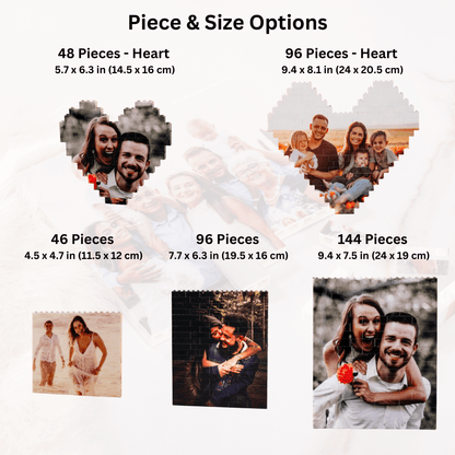 Photo Block Puzzle Personalized Gift Product Piece & Size Options