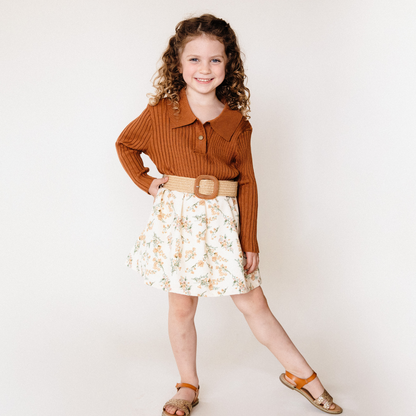 Light Cream Floral Skort - Child