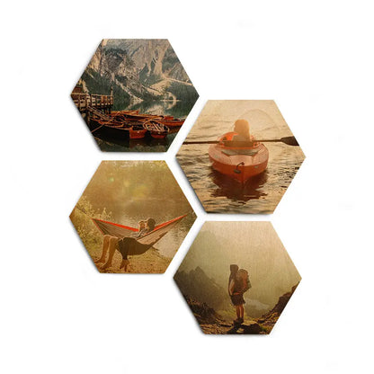 Hexagon Coaster Set Wood Print