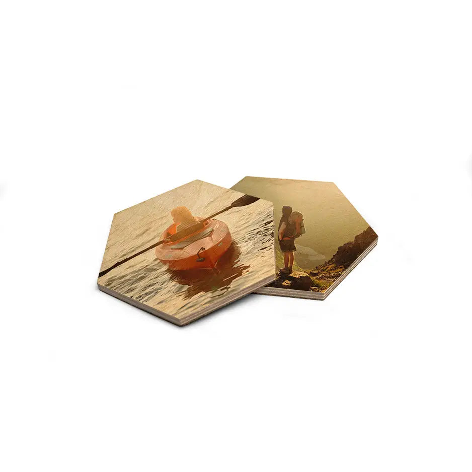 Hexagon Coaster Set Wood Print