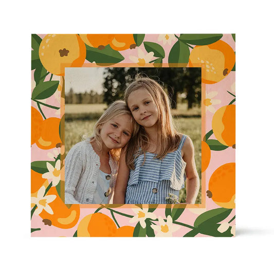 Orange Blossom Pattern Wood Print