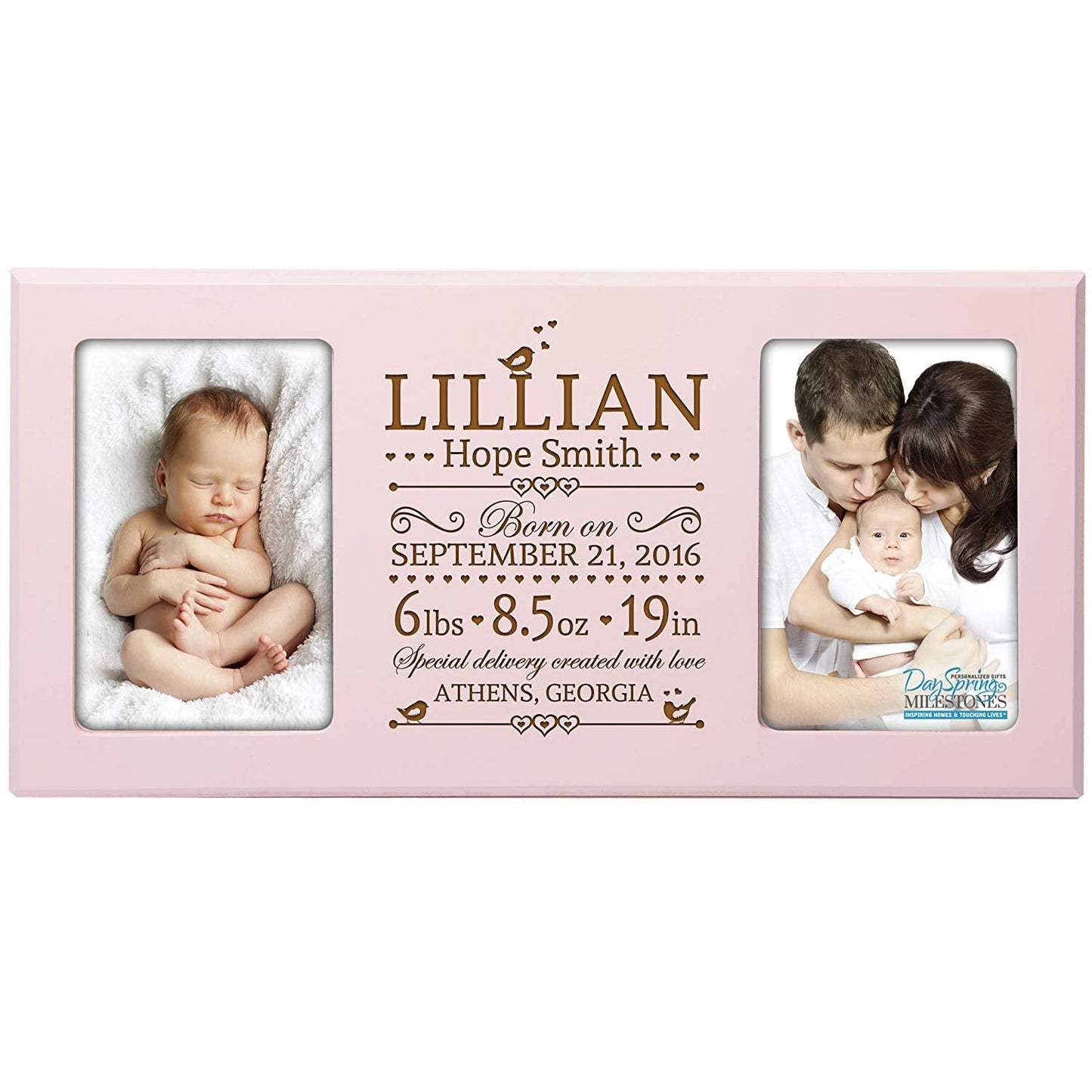 Personalized Baby Announcement Double Photo Frame - Special Delivery - LifeSong Milestones