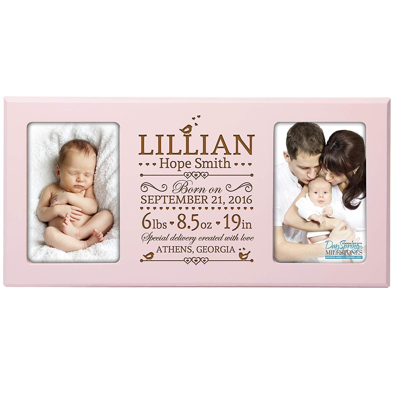 Personalized Baby Announcement Double Photo Frame - Special Delivery - LifeSong Milestones
