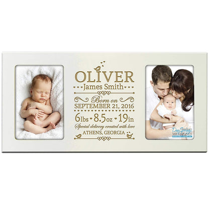 Personalized Baby Announcement Double Photo Frame - Special Delivery