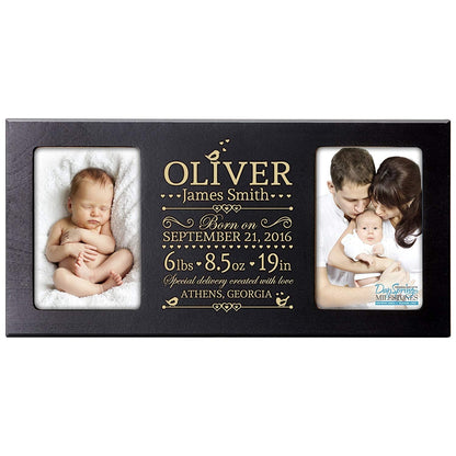 Personalized Baby Announcement Double Photo Frame - Special Delivery - LifeSong Milestones