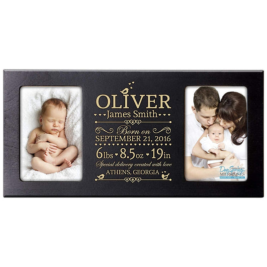 Personalized Baby Announcement Double Photo Frame - Special Delivery - LifeSong Milestones