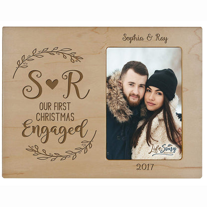 Personalized Home Christmas Initial Design Photo Frame Holds 4x6 Photograph