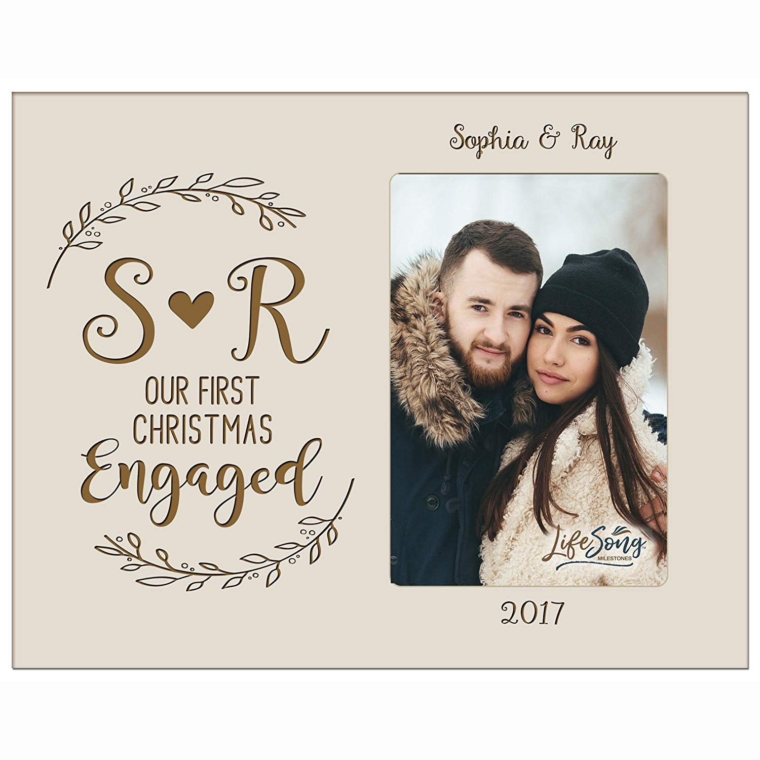 Personalized Home Christmas Initial Design Photo Frame Holds 4x6 Photograph - LifeSong Milestones