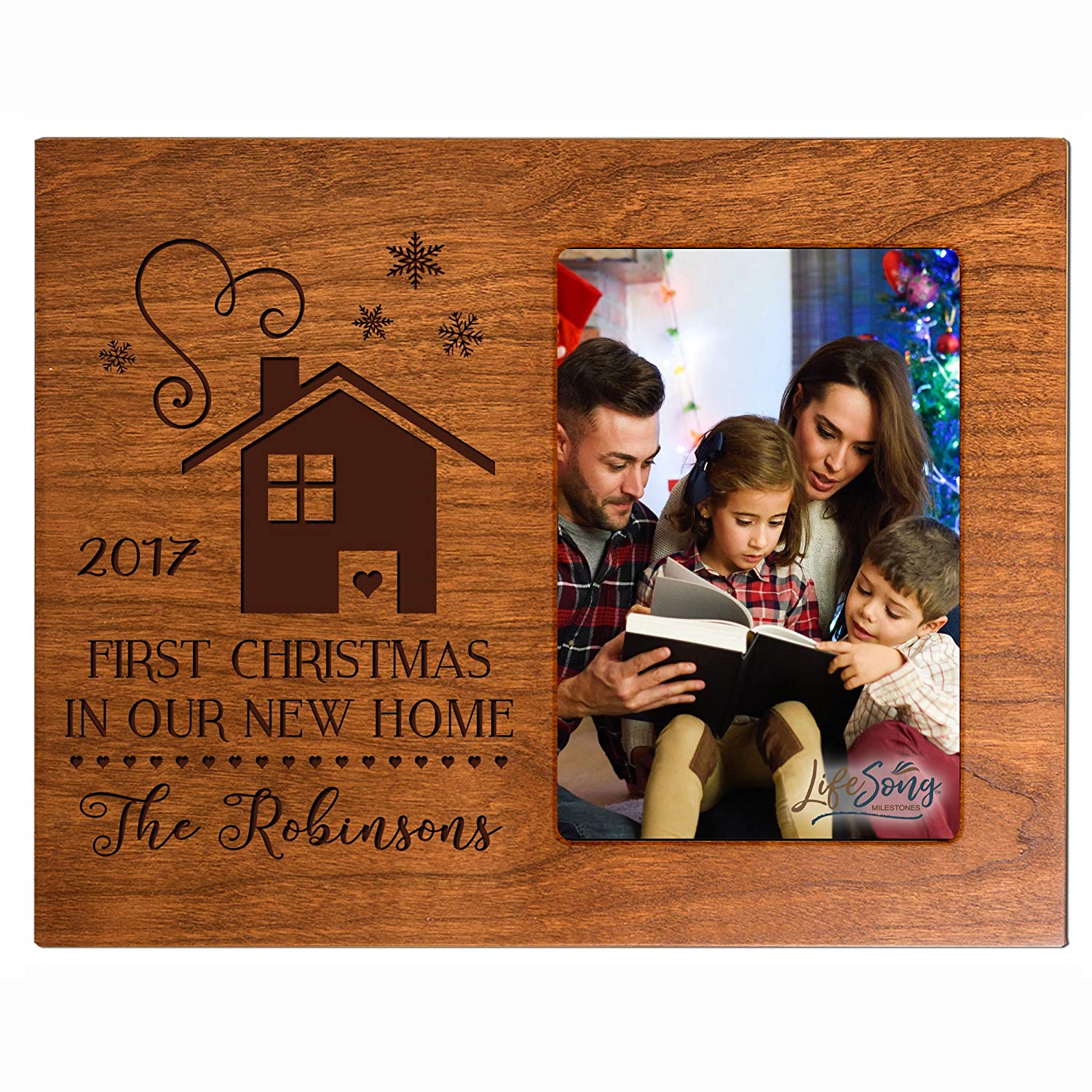 Personalized Home Christmas Photo Frame Holds 4x6 Photograph - LifeSong Milestones