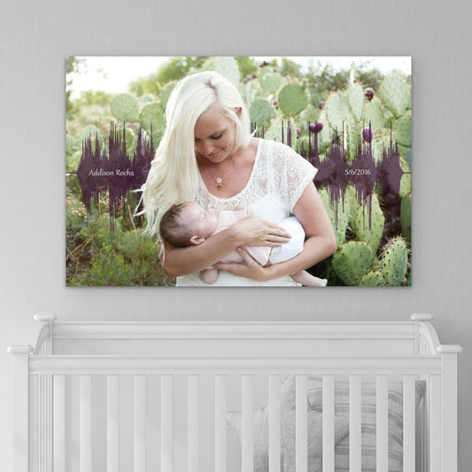 Baby's Heartbeat And Image Soundwave Canvas