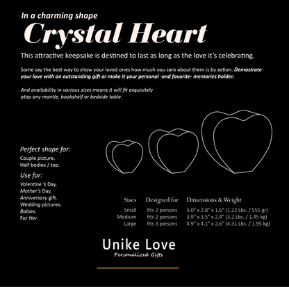 Family Gift | 3D Photo Crystal Heart | Personalized Laser Engraving.